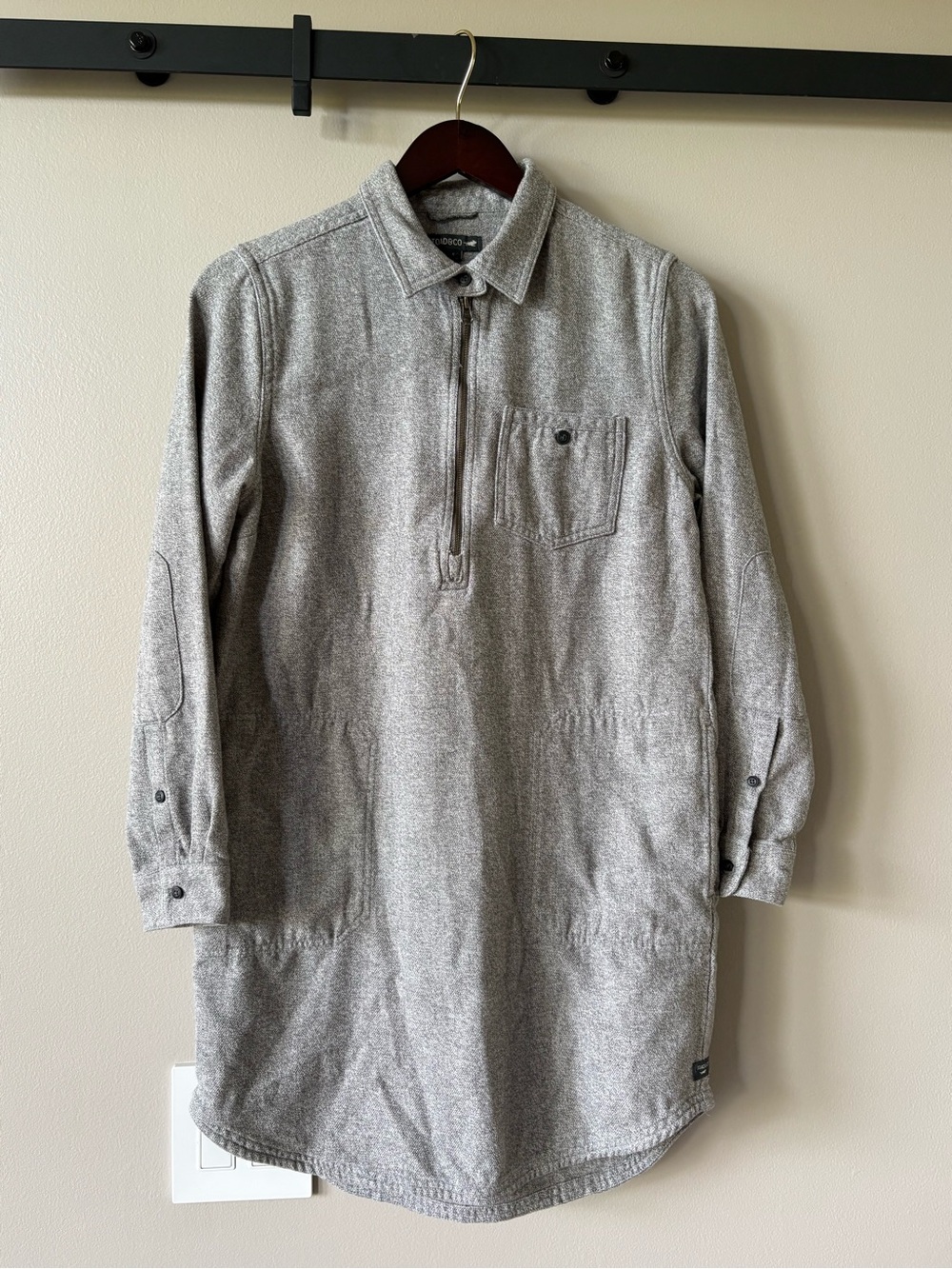 Toad&Co Bodie 1/4 Zip Long-Sleeve Dress Heathered Gray Flannel Style Size S